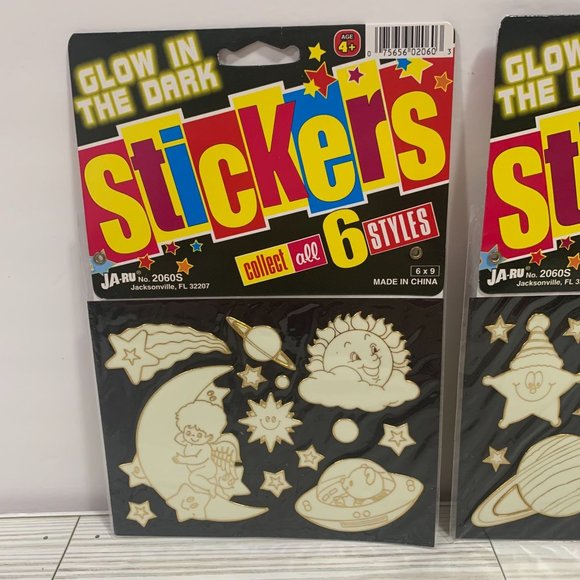 Ja-Ru 2005 Glow In The Dark Stickers 2 Sets Cherubs, Stars Moon Sun New - Picture 2 of 8
